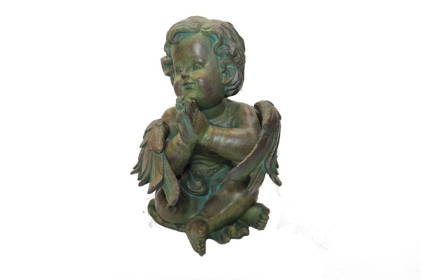 FIGURA DECORATIVA DE ANJO RESINA SENTADO