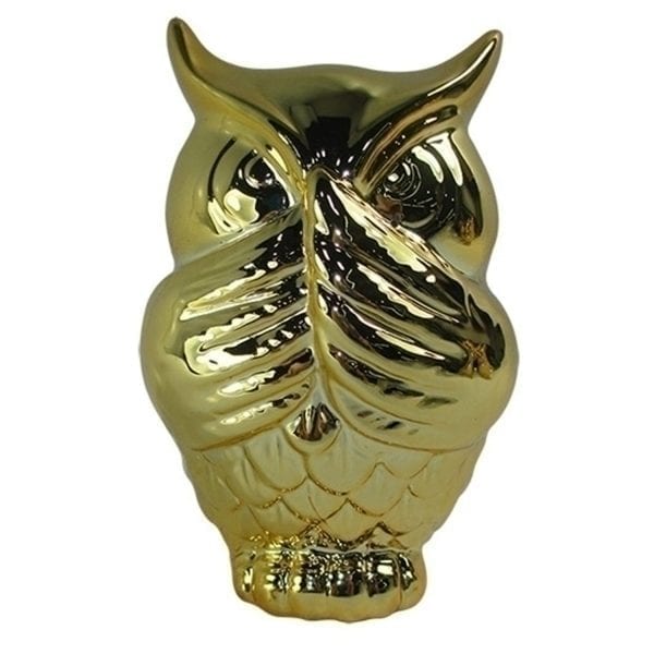 CORUJA DECORATIVA QUE NÃO FALA DOURADO