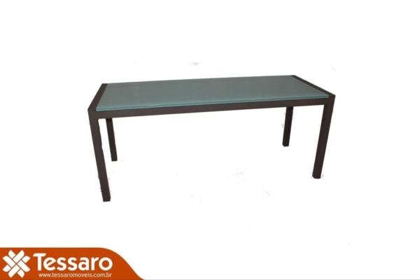 Mesa em aluminio e tampo de vidro antoni