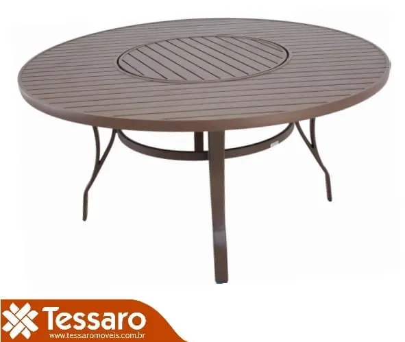 Mesa em alumínio ripada com giratório classic