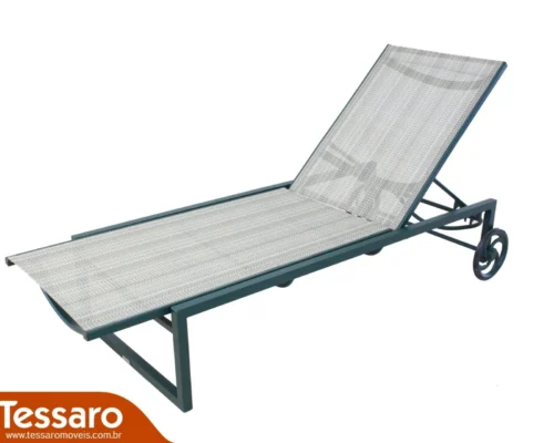 Chaise em tela sling com rodinha pariso