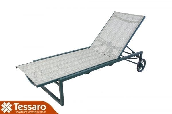 Chaise em tela sling com rodinha pariso
