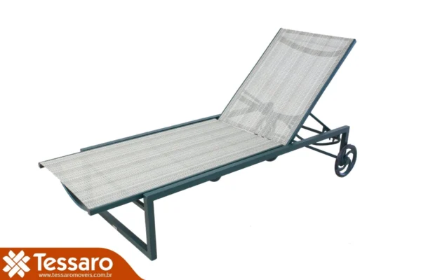 Chaise em tela sling com rodinha pariso