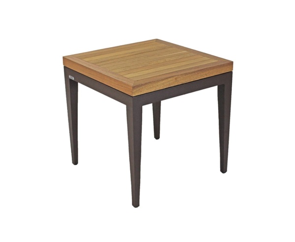 MESA LATERAL EM ALUMÍNIO E MADEIRA BIANCA