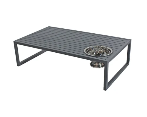 Mesa de centro em alumínio ripado e champ. Antoni